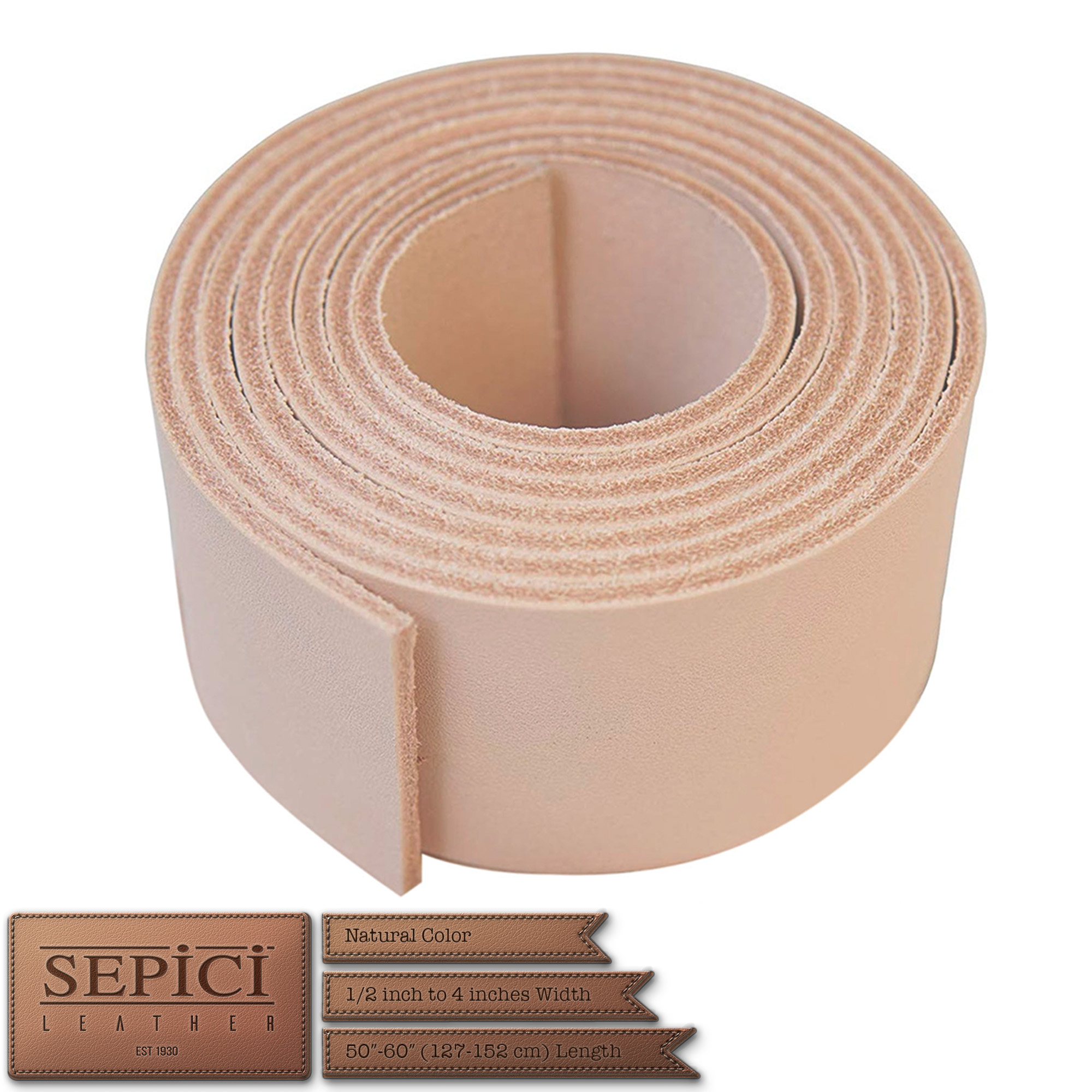 50-60 Inches Long by Sepici Leather 1/2 Inch to 4 Width Tobacco, 2 Black Tobacco or Brown Leather Straps 9/10 oz Thickness 