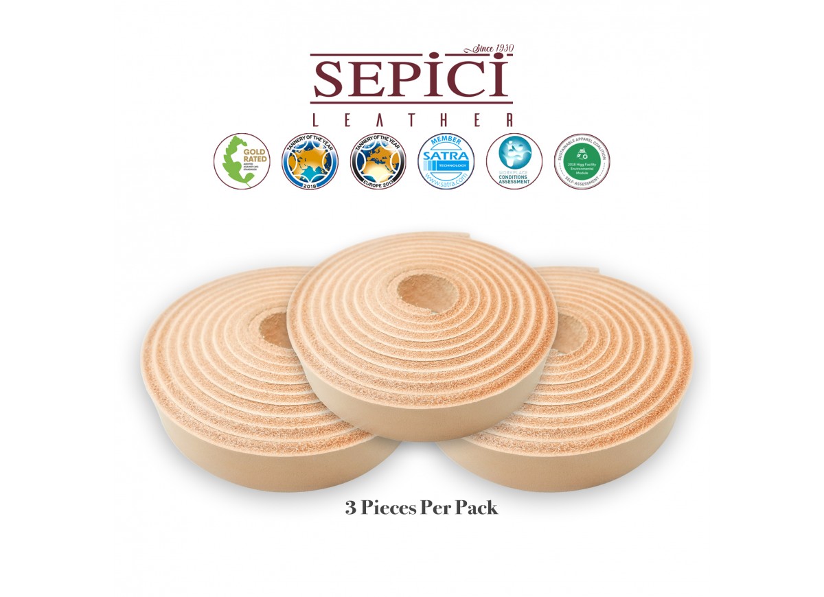 3PCS Per Pack Natural Color Belt Blanks, 1/2" to 1-1/2" Wide, 30-45" long.