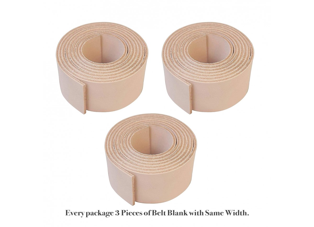 3PCS Per Pack Natural Color Belt Blanks, 1/2" to 1-1/2" Wide, 30-45" long.