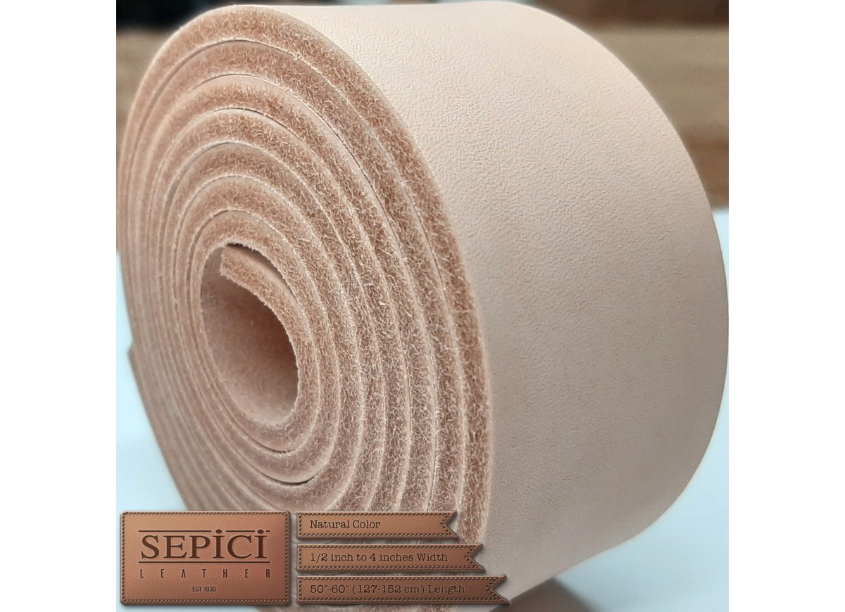 9/10 oz. Natural Belt Strips/Straps/Blanks by Sepici Leather