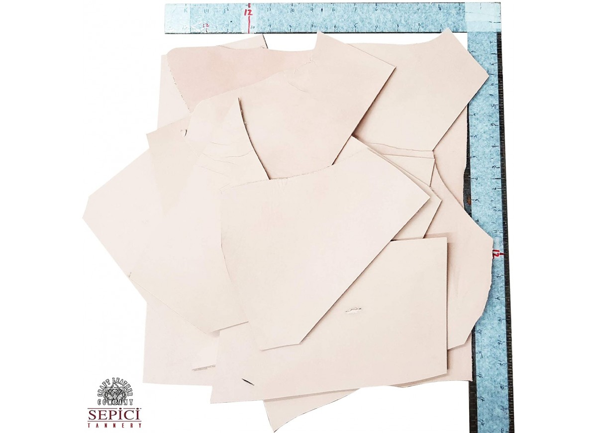 Lightweight 2 LBS Veg-Tan Leather Scraps, Remnants